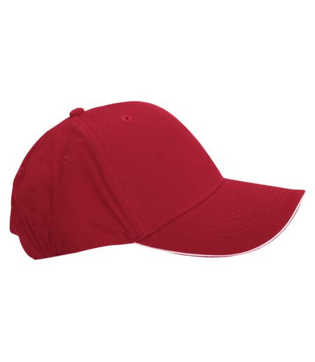 Beechfield Adults Unisex Athleisure Cotton Baseball Cap (Pack of 2) (Classic Red/White) - UTBC4243