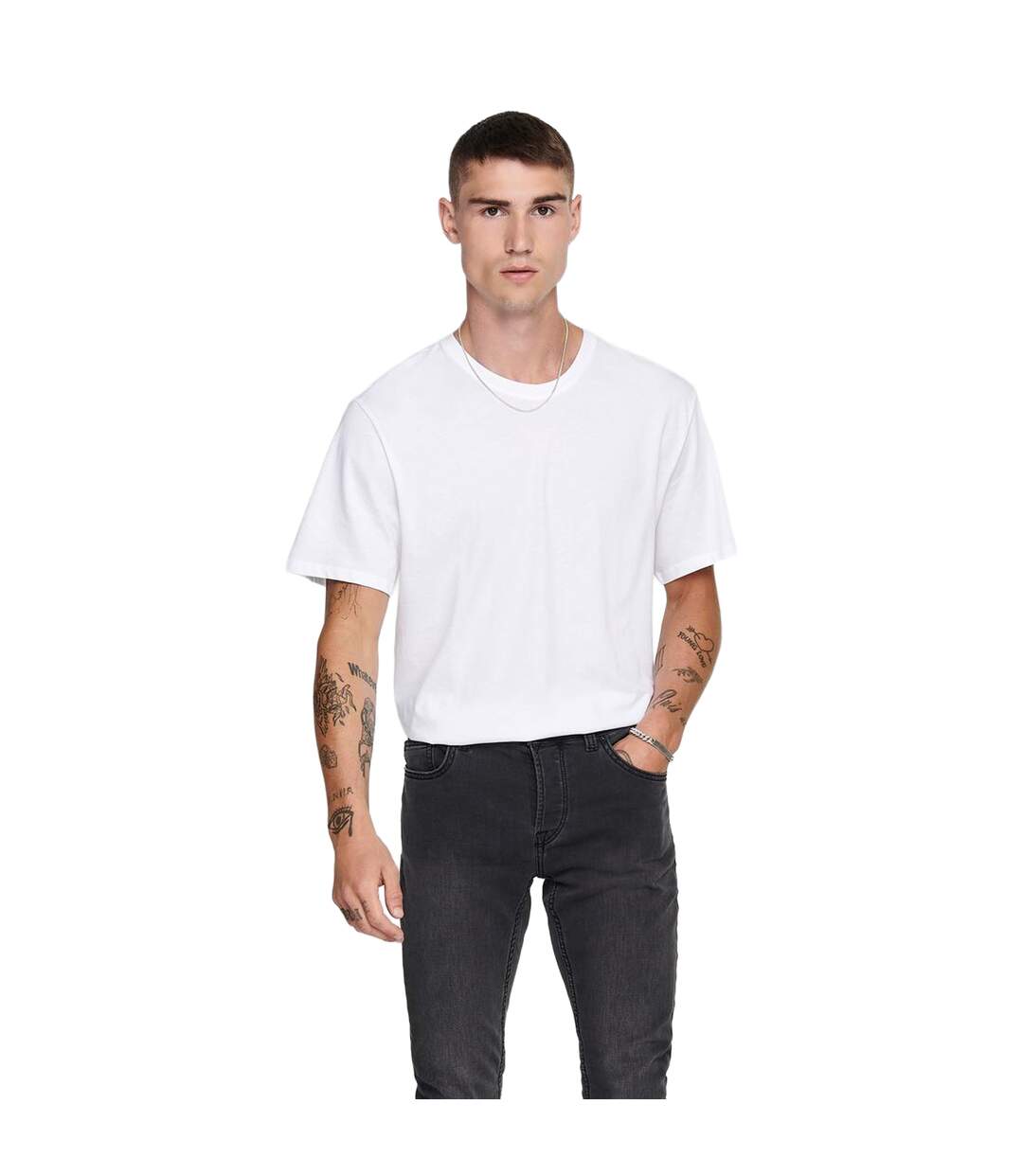 T-shirt Homme Blanc Only And Sons-4