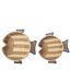Lot de 2 Plateaux Déco Poissons 43cm Naturel & Bleu-2