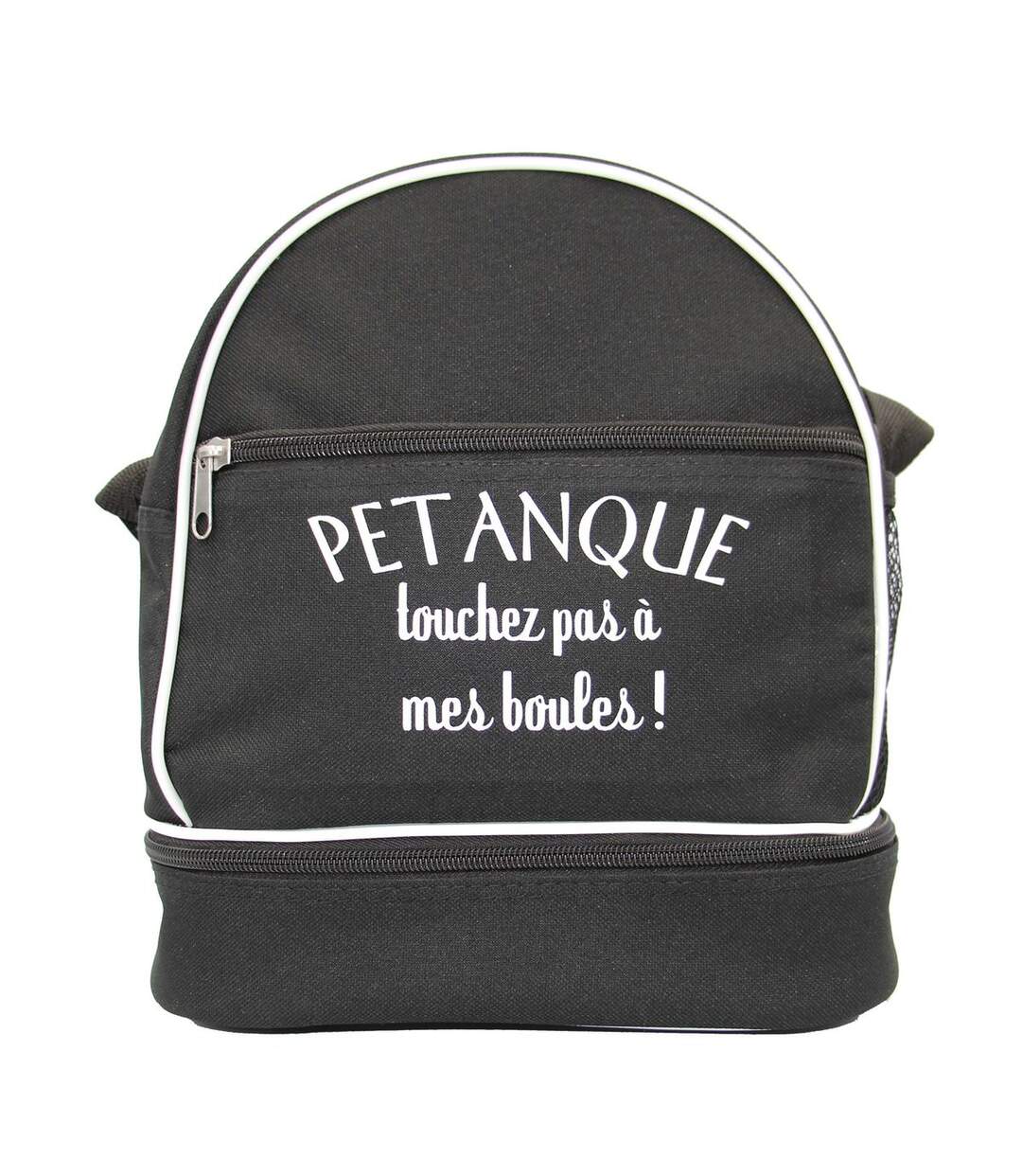 Sac bandoulière pour 3 boules de pétanque - Touchez pas à mes boules - noir-1