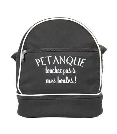 Sac bandoulière pour 3 boules de pétanque - Touchez pas à mes boules - noir