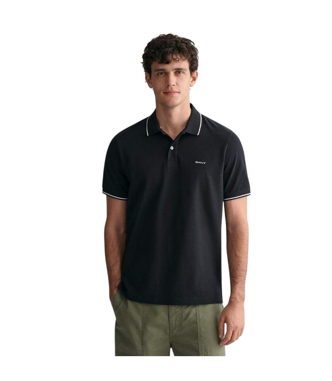 Polo Motif/style Brodé Homme Noir Gant-4