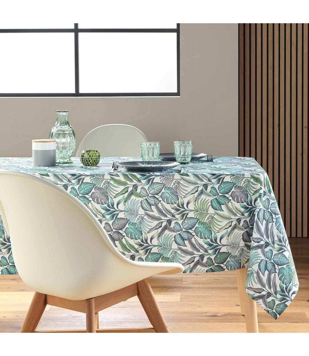Nappe Antitache Imprimé Stylis 145x240cm Vert-4