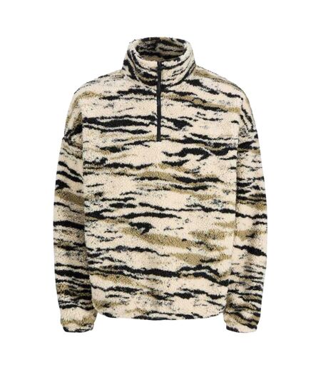 Mens Teddy Fleece Half Zip Sweatshirt Oatmeal Jack And Jones