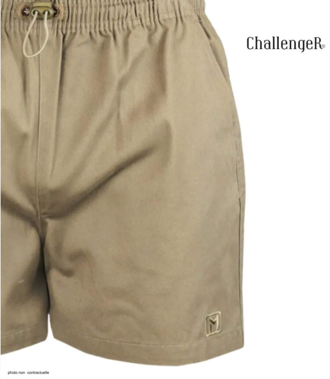Short homme CHALLENGER 710095U001 beige : le bermuda 3 poches en pur coton pour l'été-4