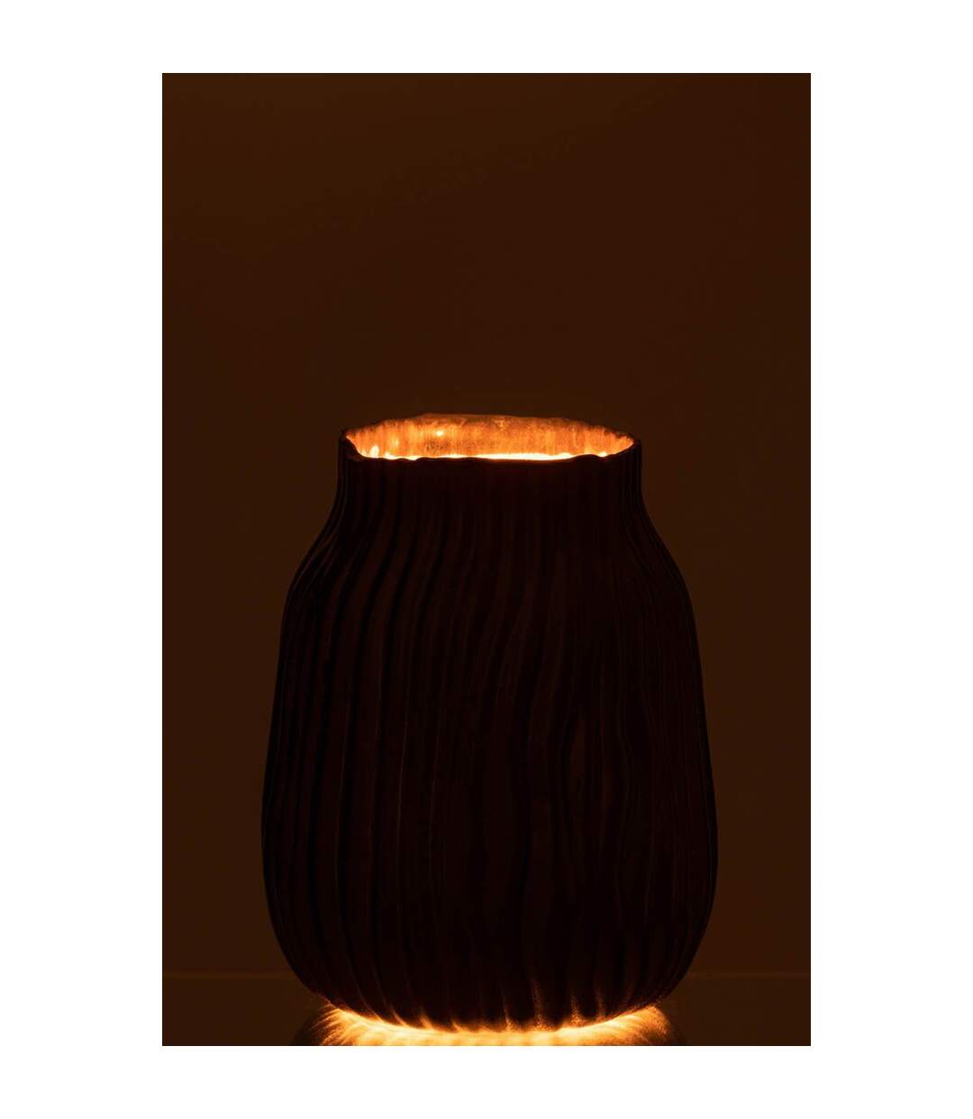 Vase à Rainures en Verre Louis 20cm Noir-3