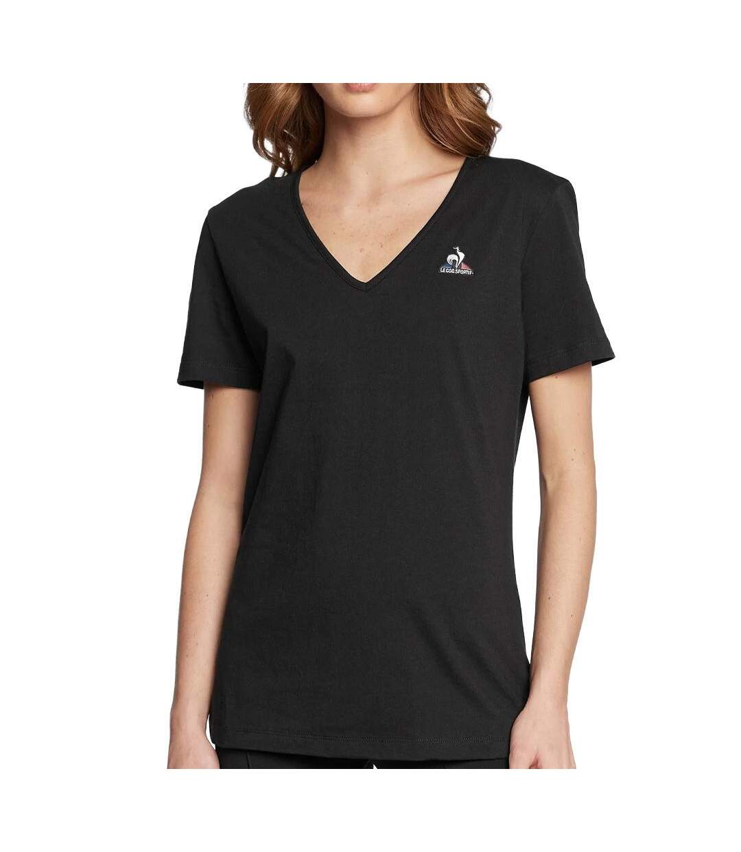 T-shirt noir femme le coq sportif ess tee ss col-1