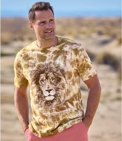 T-Shirt Safari Lion im Batik-Look