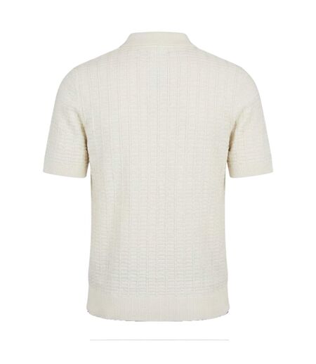 Mens Halliwell Short-sleeved Polo Shirt Ecru Threadbare