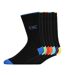 Pack Of 7  Mens Farrango Logo Ankle Socks  Black Multicoloured Crosshatch-2