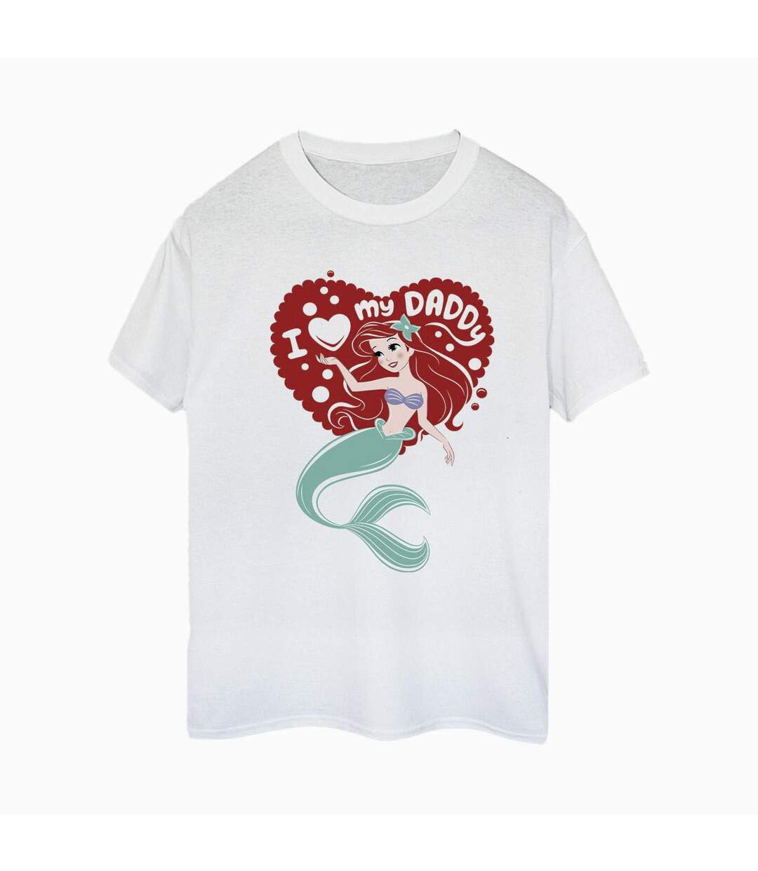 Disney Femme/Ladies The Little Mermaid Love Daddy Cotton Boyfriend T-Shirt (Blanc) - UTBI30984-1