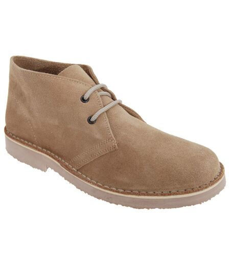 Roamers Mens Real Suede Round Toe Unlined Desert Boots (Camel) - UTDF231