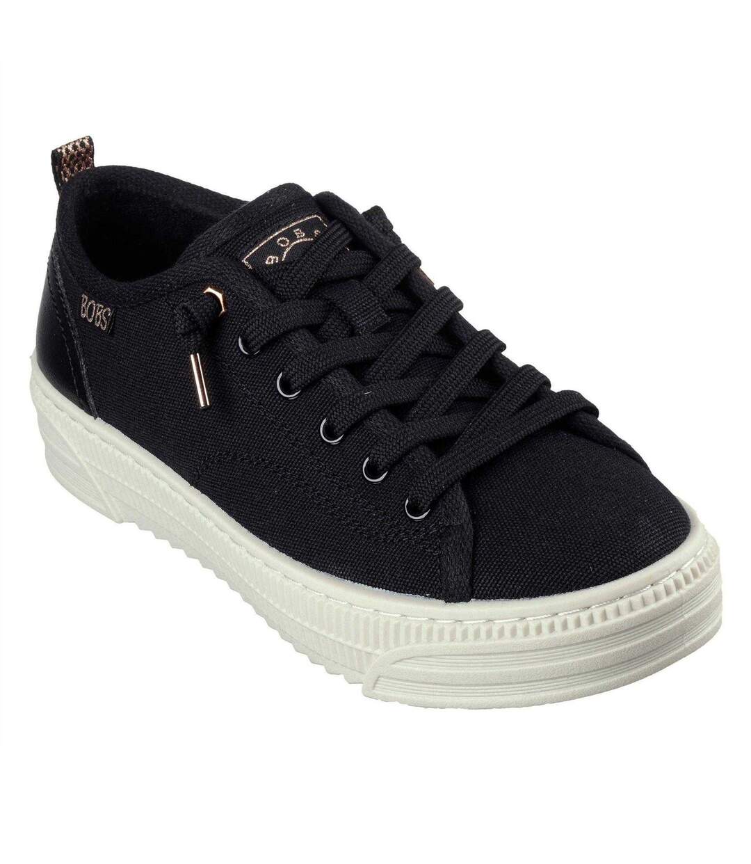 Womens/ladies Bobs Copa Canvas Trainers Black Skechers-1