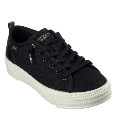 Womens/ladies Bobs Copa Canvas Trainers Black Skechers