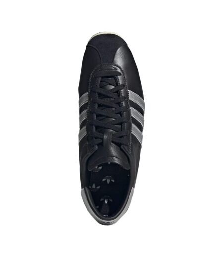 Womens/ladies Paris 3 Stripes Leather Trainers Black Silver Adidas