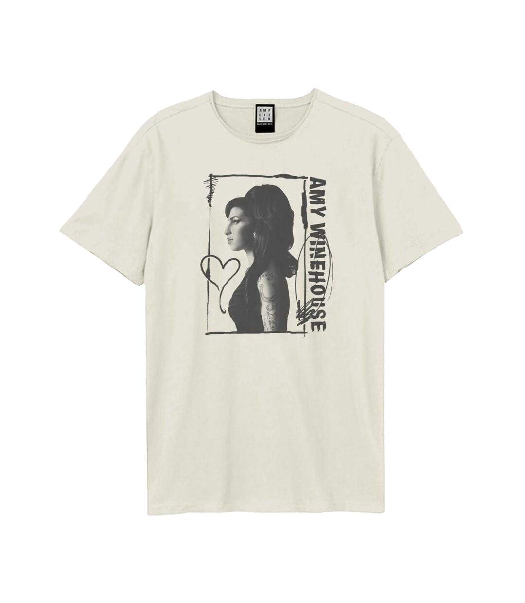 T-shirt Motif/style Amy Winehouse Side Profile Adulte Vieux Blanc Amplified-1