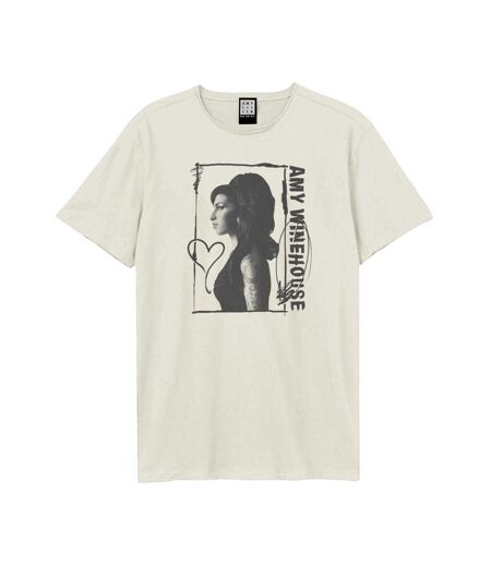 T-shirt Motif/style Amy Winehouse Side Profile Adulte Vieux Blanc Amplified