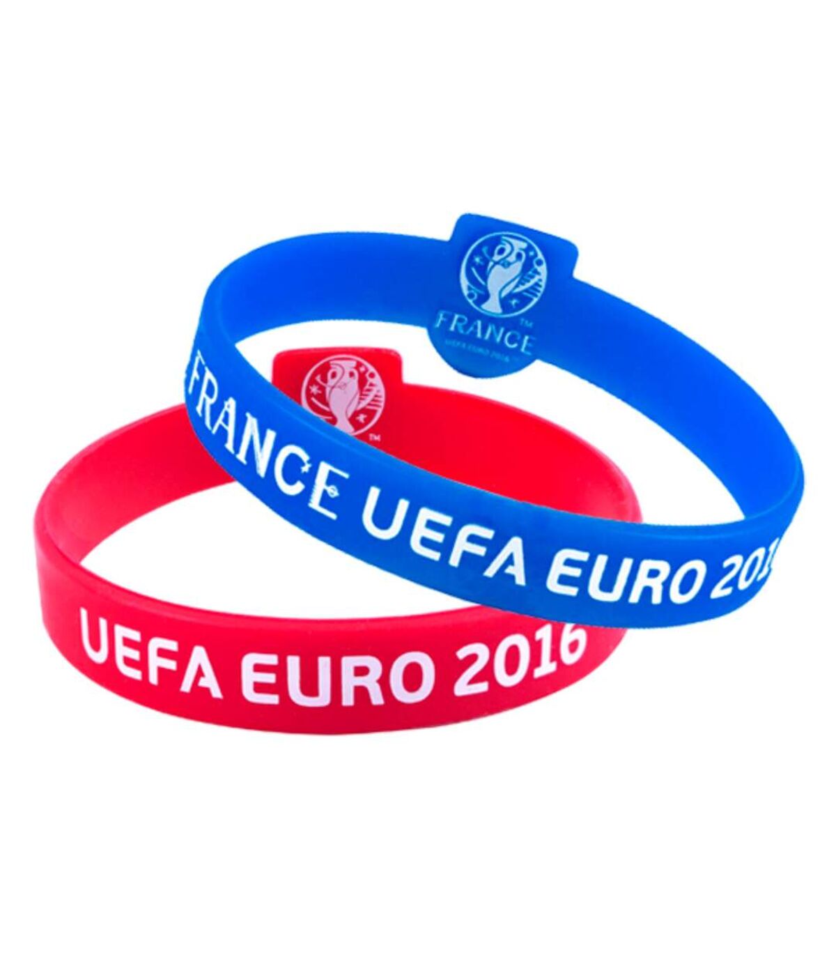 Bracelets en silicone officiels de l'Euro 2016 (lot de 2) (Rouge / bleu) (Taille unique) - UTSG10088