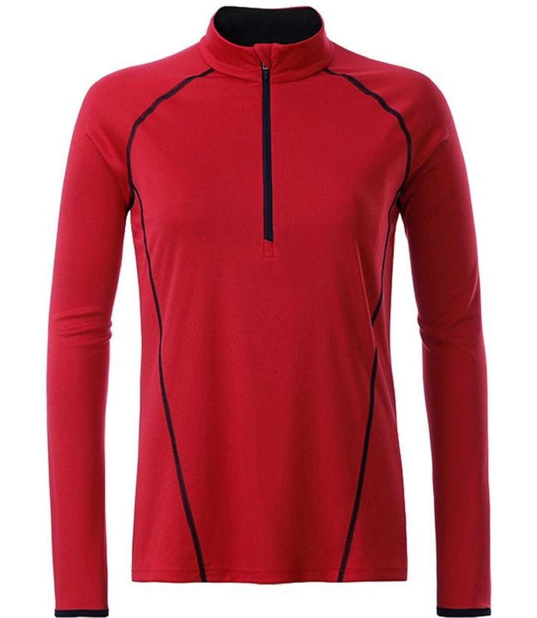 Maillot running respirant manches longues - Femme - JN497 - rouge et noir-2