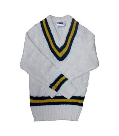 Carta Sport Mens Cricket Sweater (White/Green/Amber) - UTCS1713