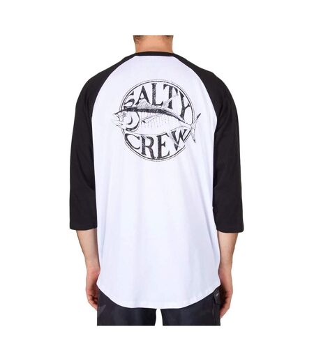 T-shirt Manches 3/4 Blanc/Noir Homme Salty Crew Tuna