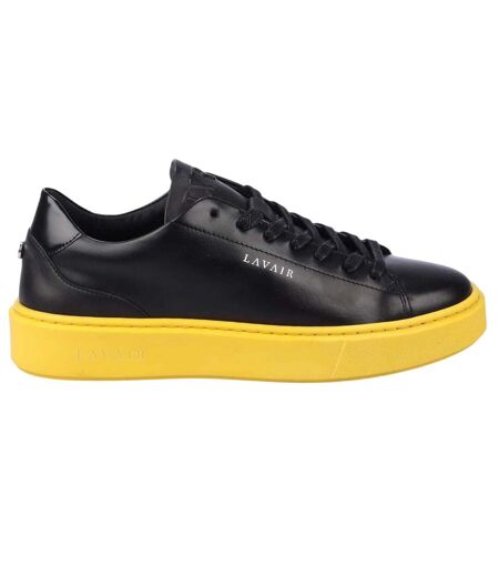 Mens Luna Nappa Leather Platform Trainers Black Yellow Lavair