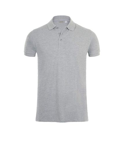 SOLS Mens Phoenix Short Sleeve Pique Polo Shirt (Gray Marl)