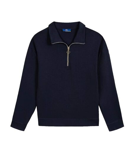 Sweat 1/4 de zip marine femme tbs craie