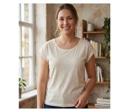Tee-shirt MAYFLOWER DELHI2 sans manches : l'élégance naturelle en coton flammé beige