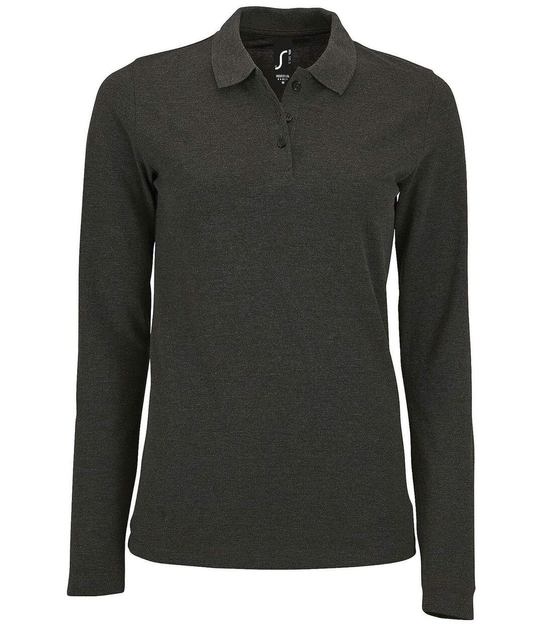 Polo manches longues - Femme - 02083 - gris anthracite chiné