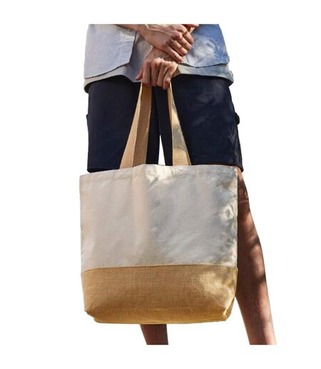 Westford Mill Jute Base Canvas Tote (Natural) (One Size) - UTRW7096