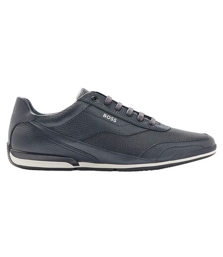 Womens/ladies Saturn Leather Low Cut Trainers Dark Blue Boss