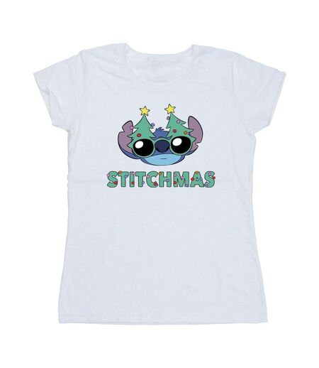 Disney T-shirt en coton Femmes/Ladies Lilo & Stitch Lunettes de Stitchmas (Blanc) - UTBI26103