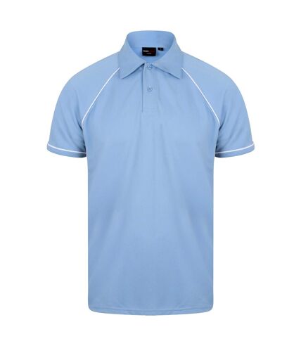 Finden & Hales Mens Piped Performance Sports Polo Shirt (Sky/Navy/White) - UTRW427