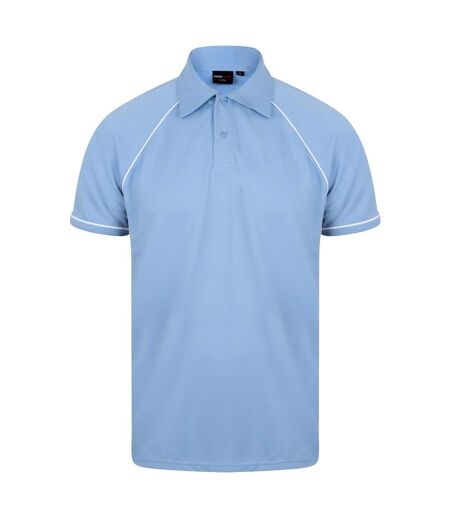 Finden & Hales Mens Piped Performance Sports Polo Shirt (Sky/Navy/White) - UTRW427