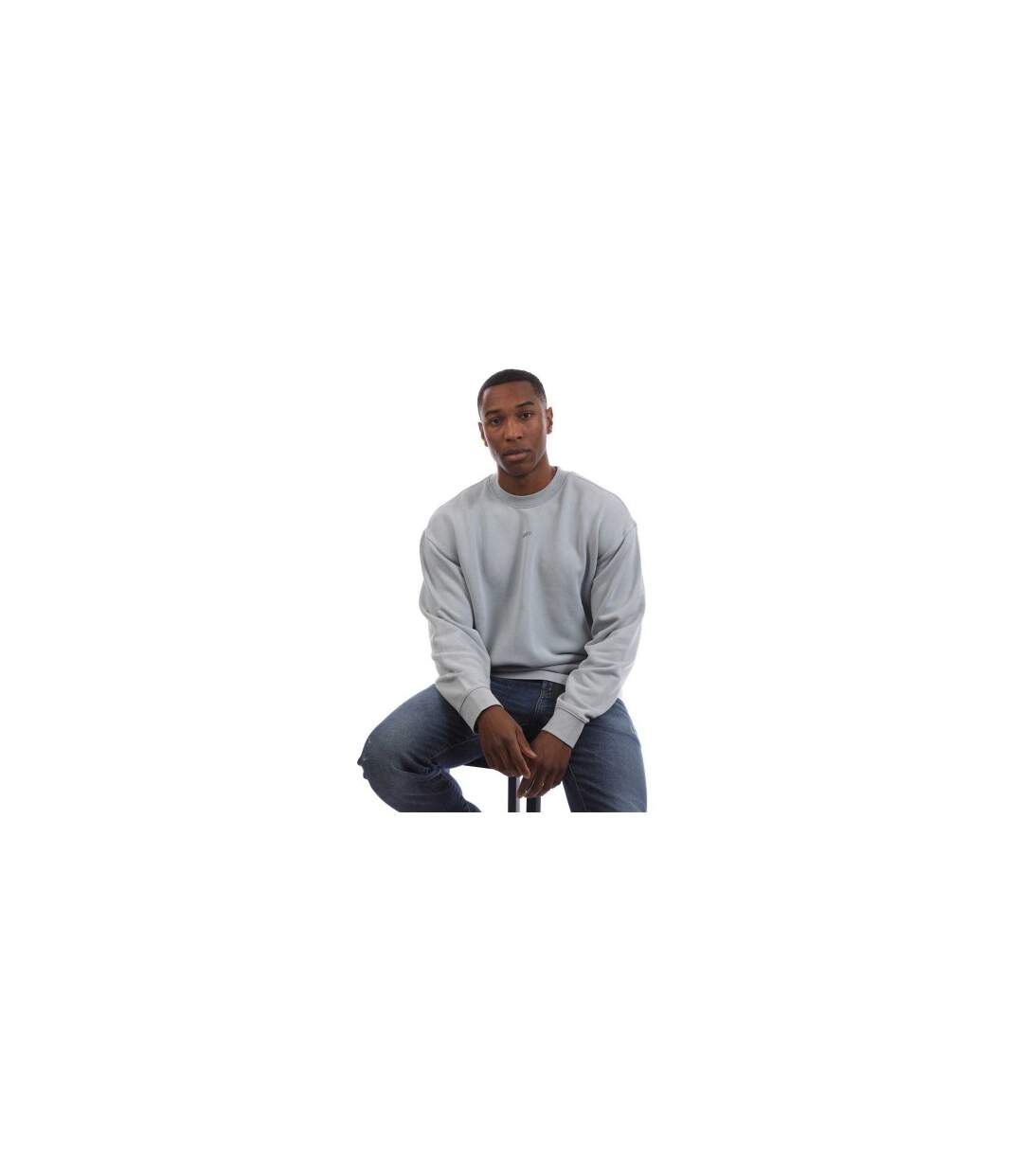 Mens Drop Shoulder Long-sleeved Sweatshirt Blue Hugo-1