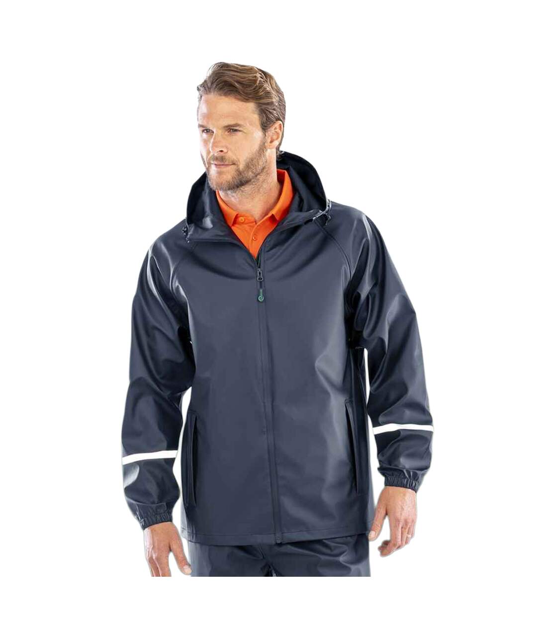 Mens Prism Pu Waterproof Jacket Navy Result Genuine Recycled-3