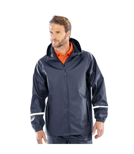 Mens Prism Pu Waterproof Jacket Navy Result Genuine Recycled