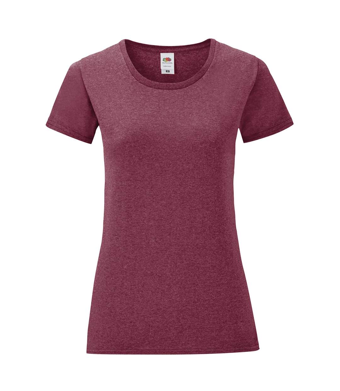 T-shirt manches courtes iconic femme bordeaux chiné Fruit of the Loom