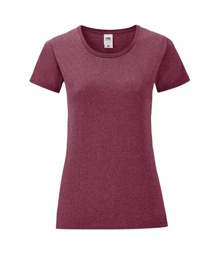 Fruit Of The Loom Womens/Ladies Iconic T-Shirt (Heather Burgundy) - UTPC3400