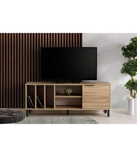 Meuble TV avec multi-rangements en panneaux de particules - Beige