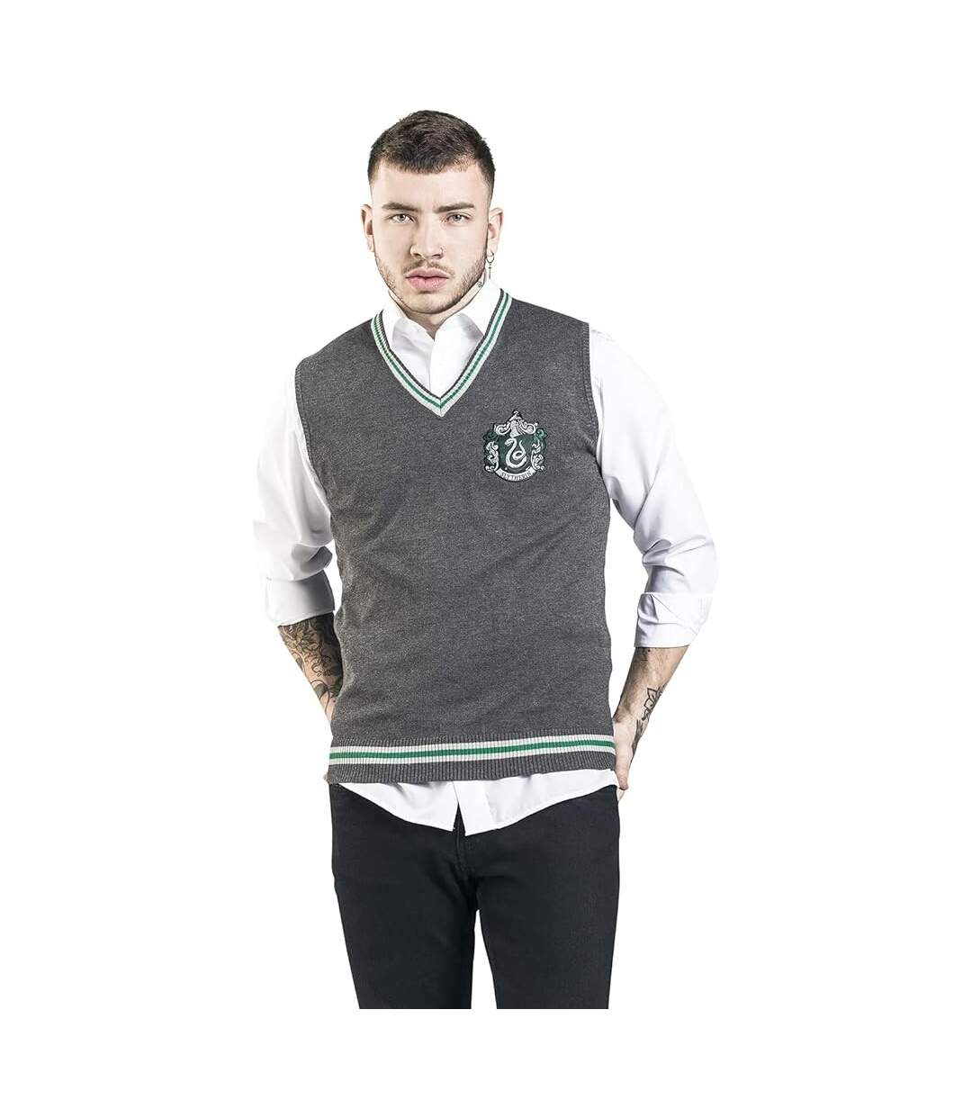 Sweat Sans Manches Slytherin Homme Noir Harry Potter-1