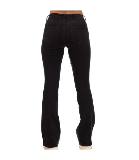 Womens/ladies Ann Mid Rise Flared Jeans Black Only