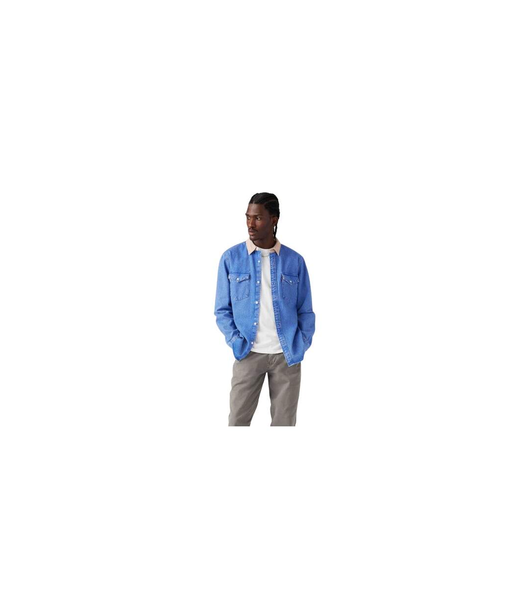Surchemise Western Homme Vieux Bleu Délavé Levis-1