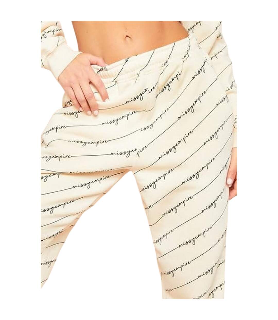 Pantalon De Jogging Motif/style Slogan Femme Crème Missy Empire-4