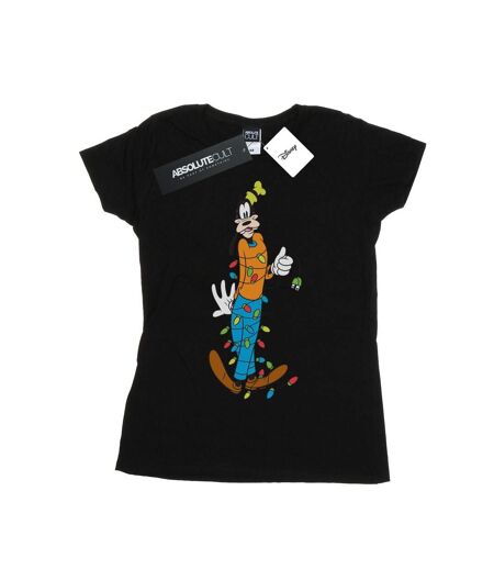 Disney T-shirt en coton Femme/Les femmes Goofy Christmas Lights (Noir) - UTBI32875