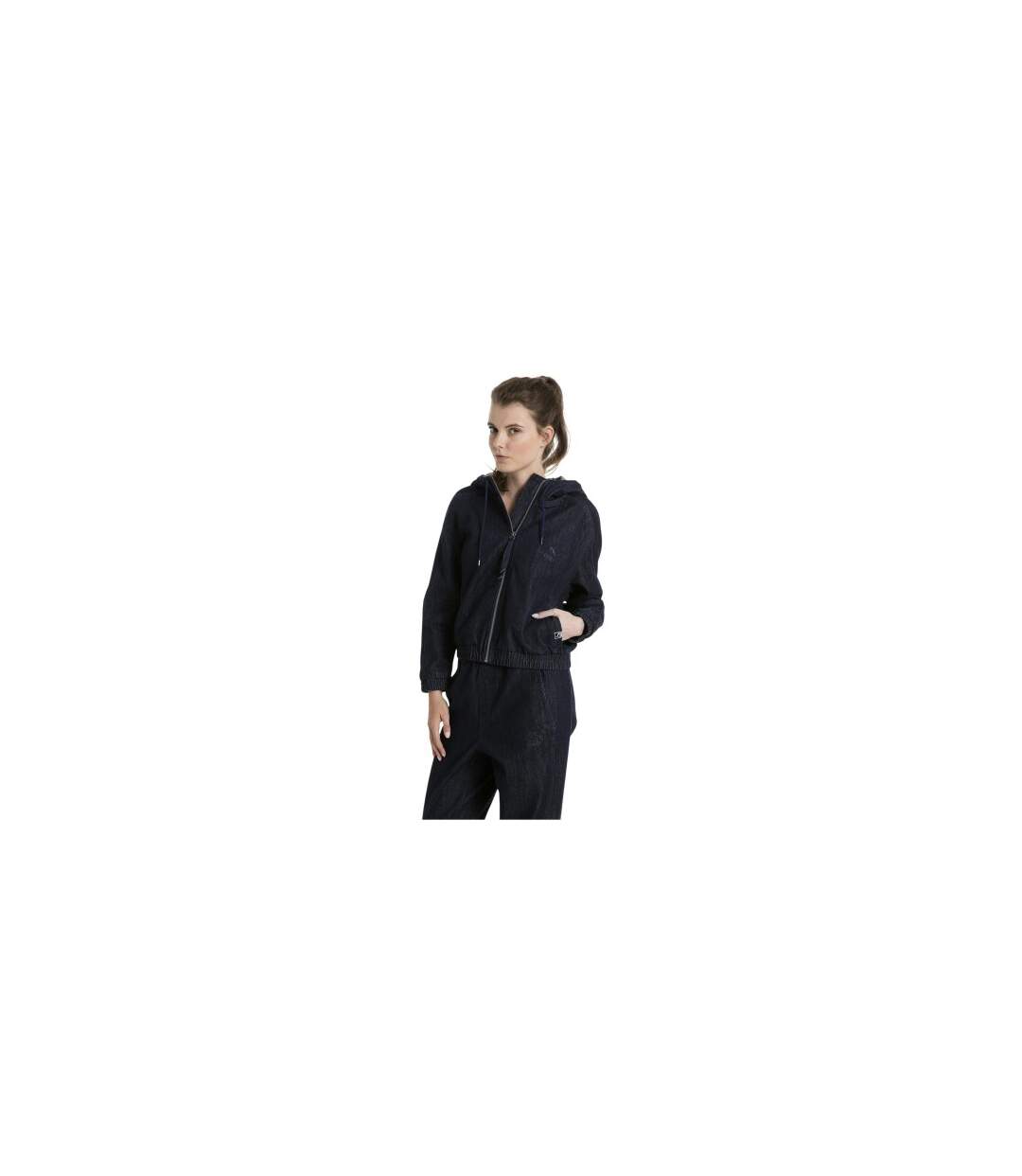 Womens/ladies T7 Denim Track Jacket Black Puma-1