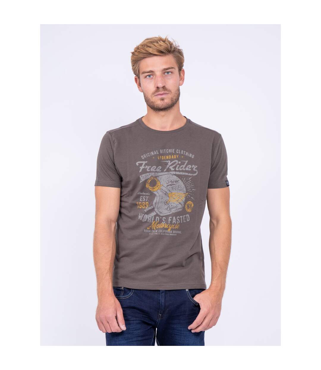 T-shirt col rond pur coton JORDY-1