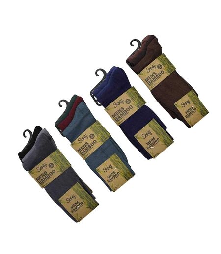 Pack Of 12  Mens Mid Calf Bamboo Socks  Multicoloured Soxy