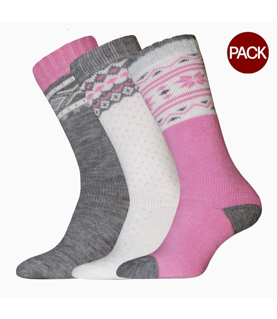 Chaussettes arron wellington femme blanc / gris / rose Generic-1